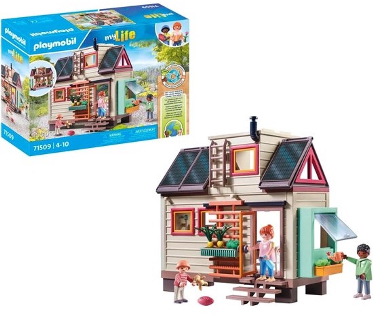 Tiny House Speelset met Gedetailleerde Accessoires voor Kinderen vanaf 4 Jaar, Creatief Rollenspel met Tuin