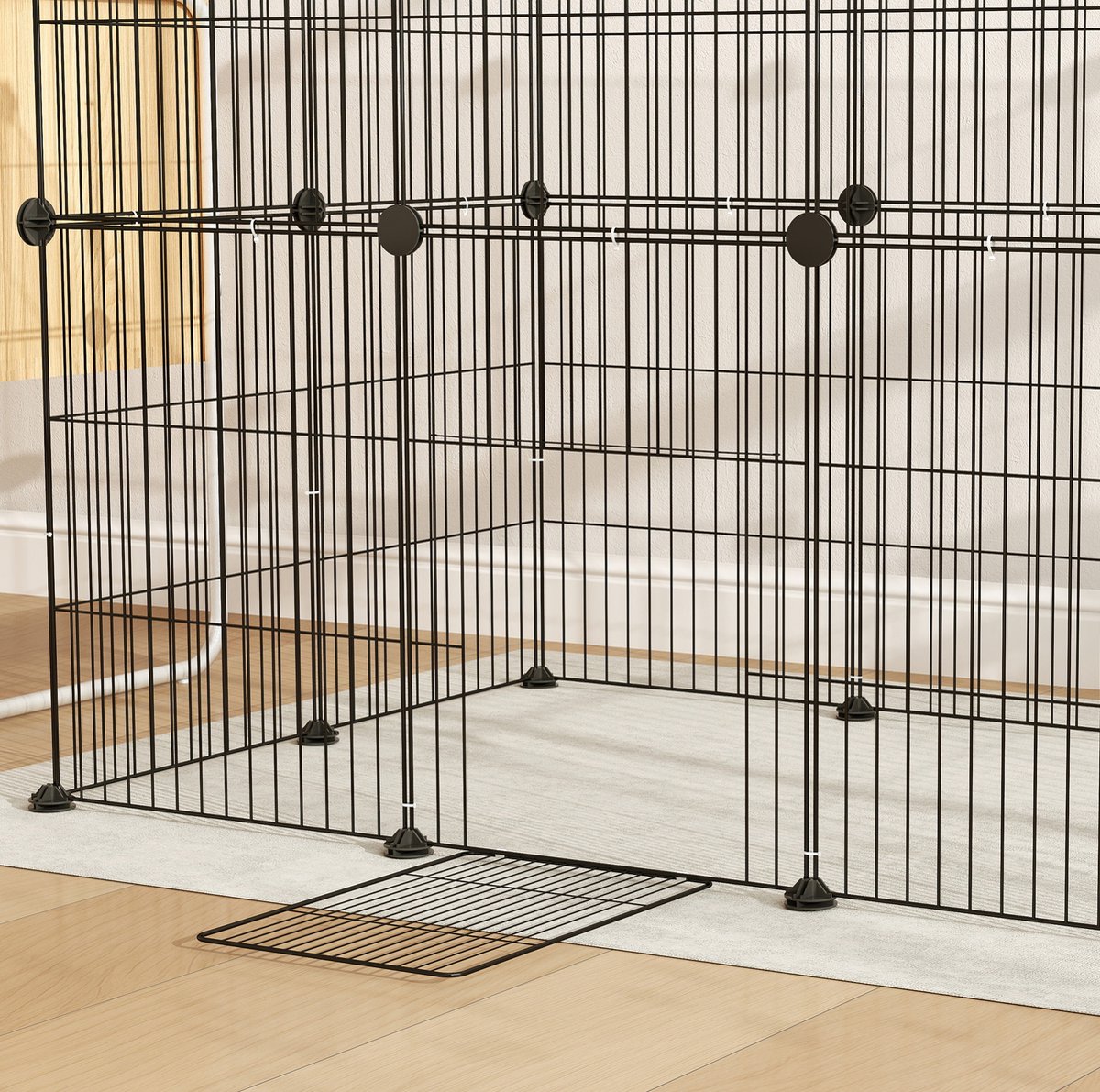 MODFU-Kleintiergehege-Knaagdier-Staal-Met Deur-Indoor-Zwart-120 X 60 X 80 Cm