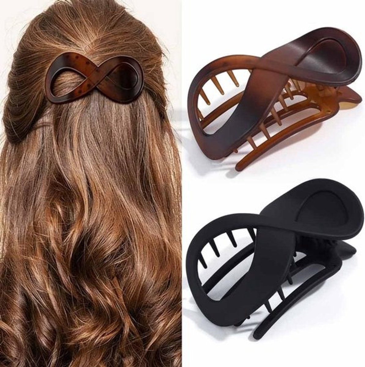2x Platte Zwarte Haarspeldjes voor Dik Haar - Franse Banaan Klem voor Styling en Accessoires