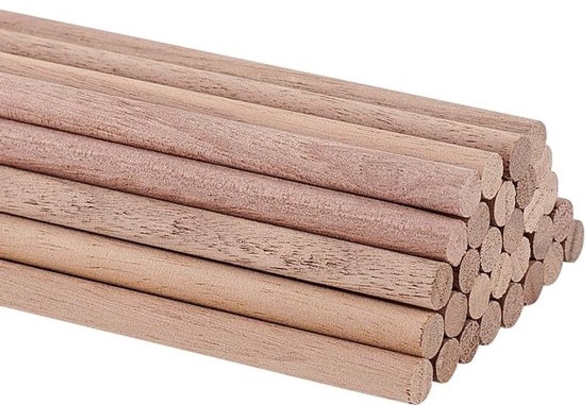 3x Walnoothouten Rundhouten Stokken 300x6mm - Ideaal voor Knutselen, Meubels en Tenten
