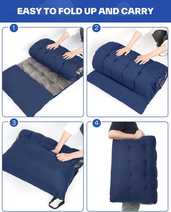Kampeer Kussen - Matras Topper - Buiten Ontspannen - Dubbelzijdig Ontwerp - 190 x 71 cm - Blauw — afbeelding 4