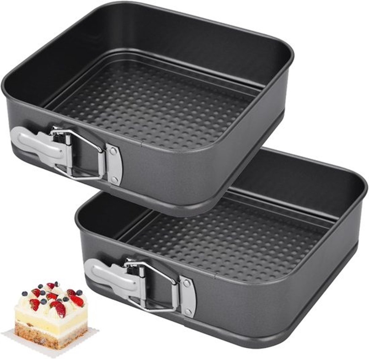 Set van 2 Vierkante Springvormen 12x12 cm - Kleine Bakvormen met Antiaanbaklaag