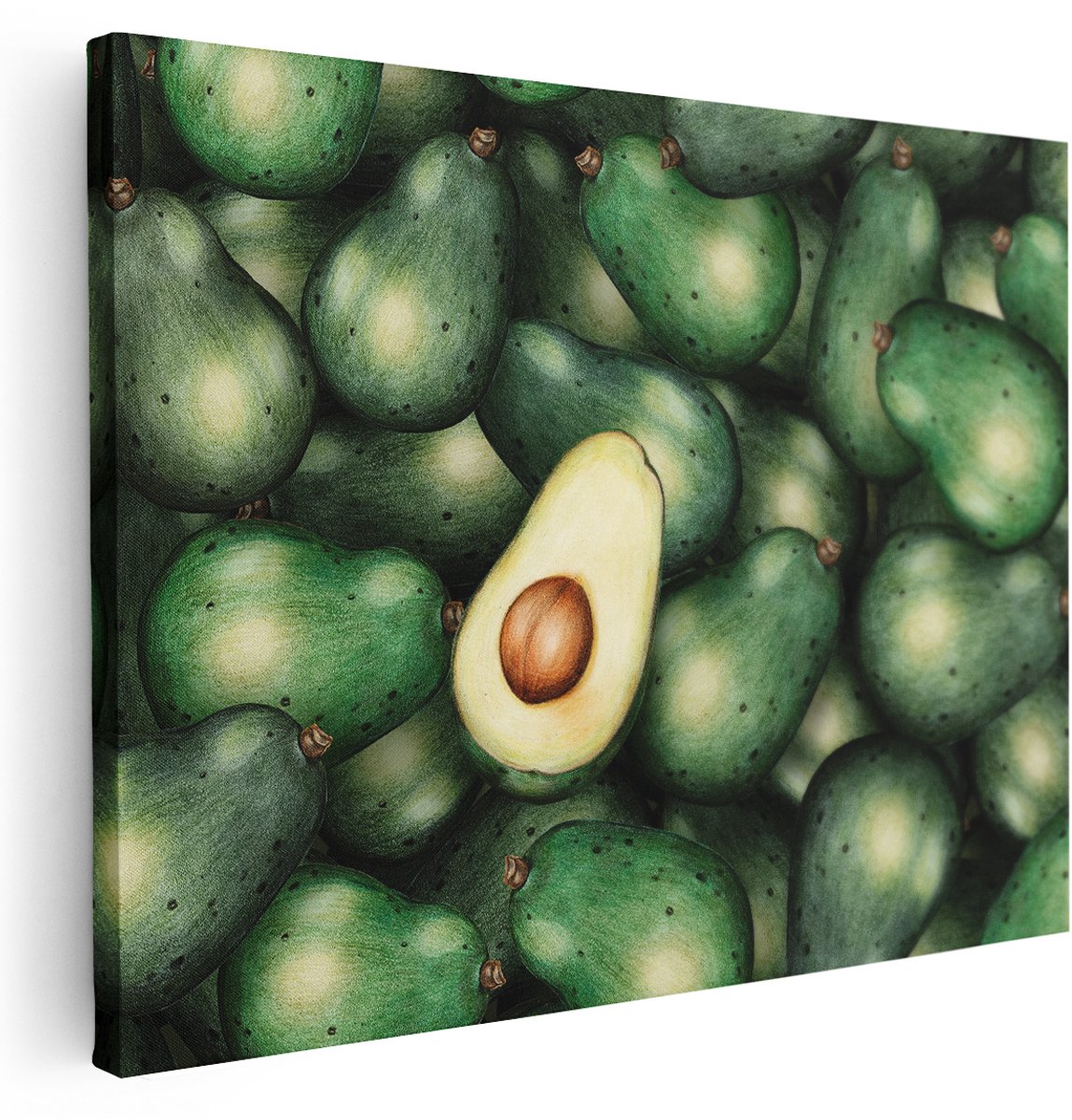 Artaza Canvas Schilderij Fruit - 160x120 cm - Groot - Wanddecoratie Avocado - Muurdecoratie Keuken - Schilderijen Op Canvas Groen