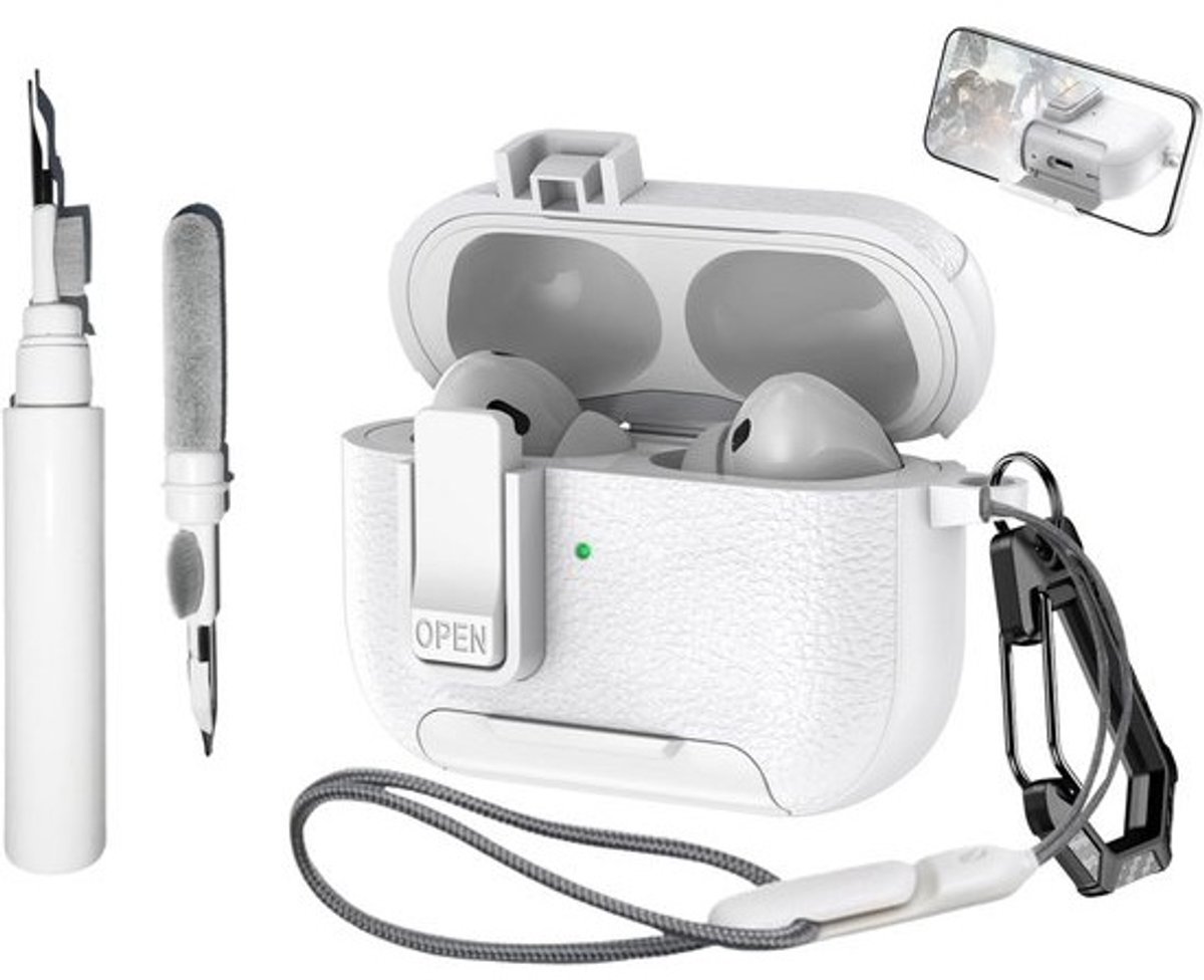 Robuuste 4-in-1 Beschermhoes voor AirPods Pro 3 met Slot, Sleutelhanger en Koord