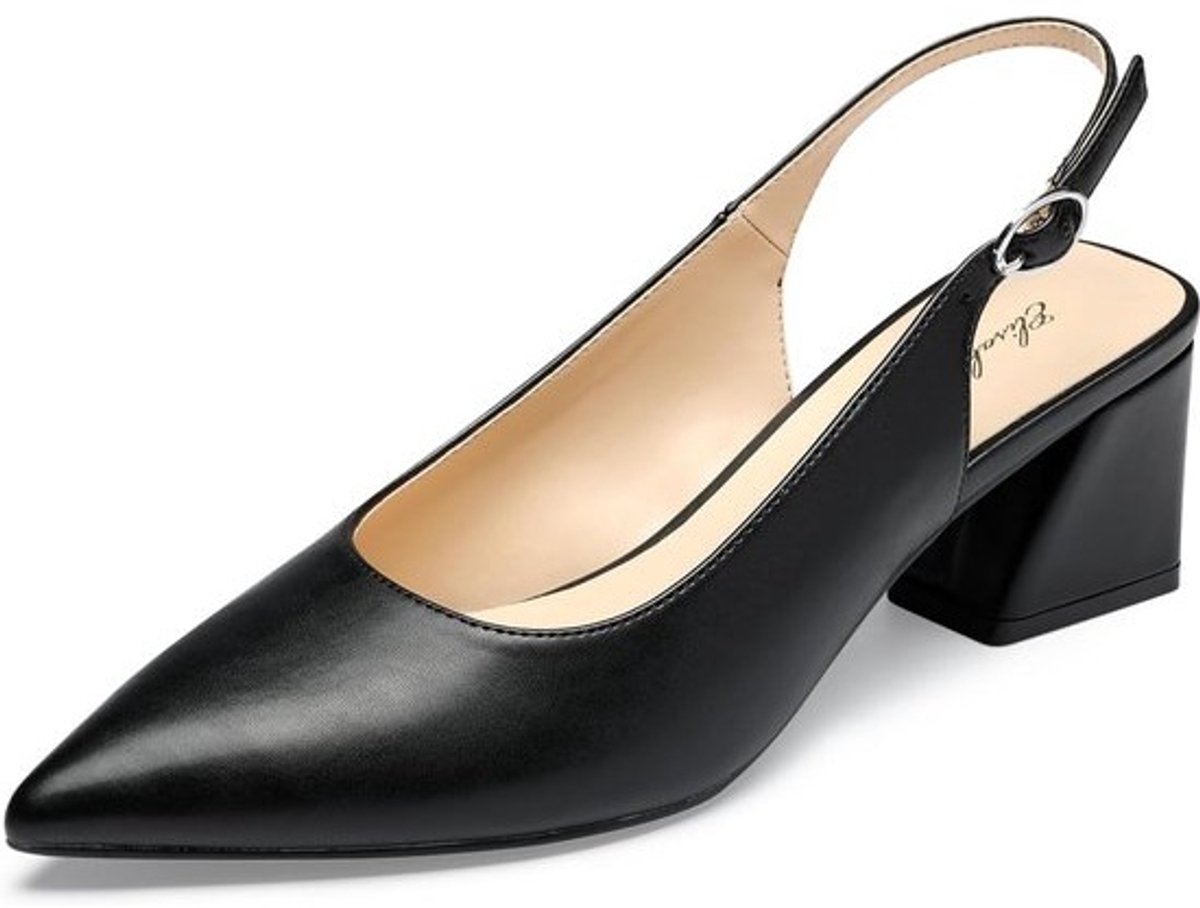 Dames Slingback Pumps met Blokhak - Elegante Gesloten Teenschoenen voor Kantoor en Feest