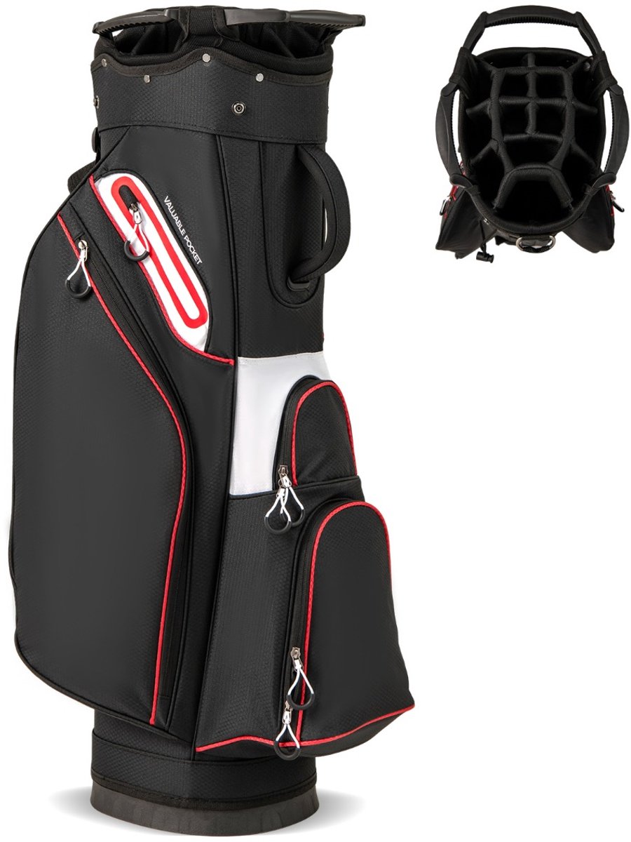 SureDeal® - Golf - Golfbag Lichtgewicht Golfkar - Vakken Waterafstotende Golftas - 32x26 cm - Zwart