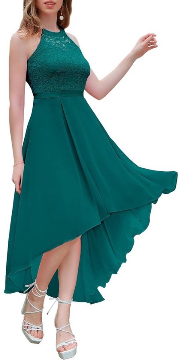 Elegante Cocktailjurk Avondjurk Chiffon met Kant Halterneck