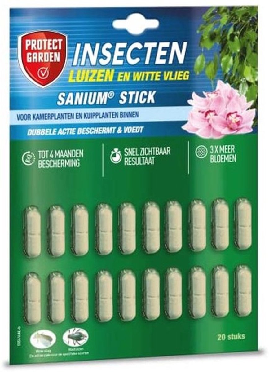 PROTECT GARDEN Sanium Stick - 20 Pieces - Insect Pesticide - For Indoor Indoor Indoor Plants - Against Aphid and Mealybug - Fast Result - Up to 16 Weeks Protection