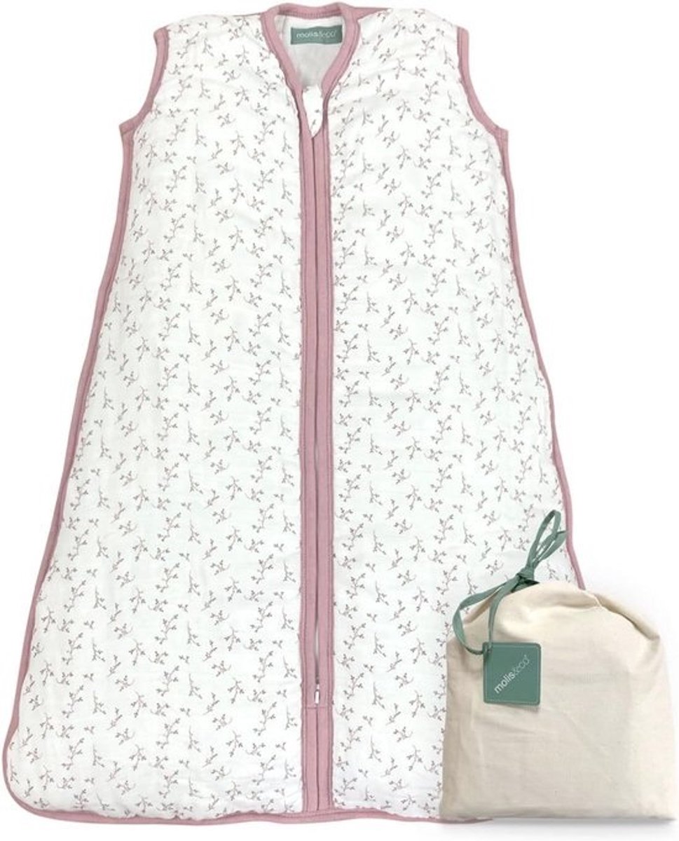 molis&co Babyslaapzak 2,5 TOG, voor het hele jaar door, babyslaapzak voor pasgeborenen, premium mousseline, mouwloze winterslaapzak, gewatteerd, premium kwaliteit, floral pink (95 cm)