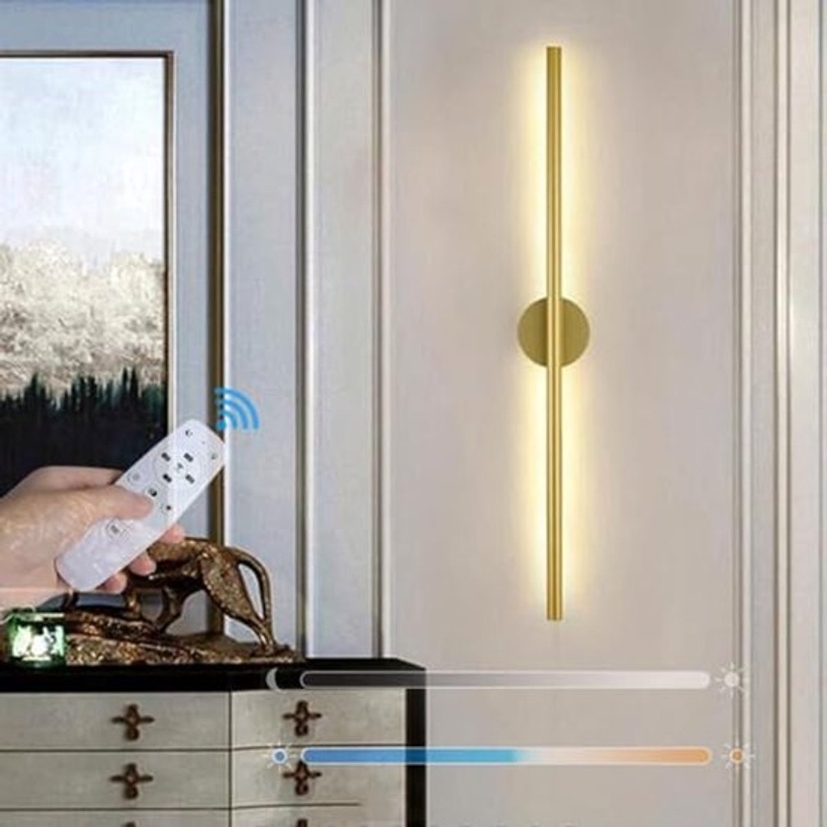 Dimbare LED Wandlamp met Afstandsbediening en Touchfunctie, USB Oplaadbaar, 350 Graden Draaibaar, Voor Woonkamer en Slaapkamer