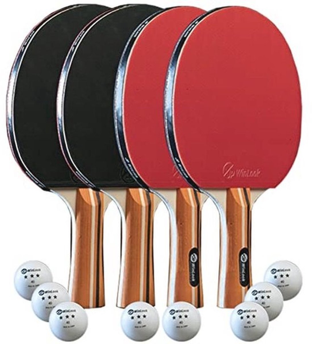 Tafeltennis Peddels Set van 4 met Koffer en Ballen – Professionele Tafeltennis Rackets voor Binnen en Buiten