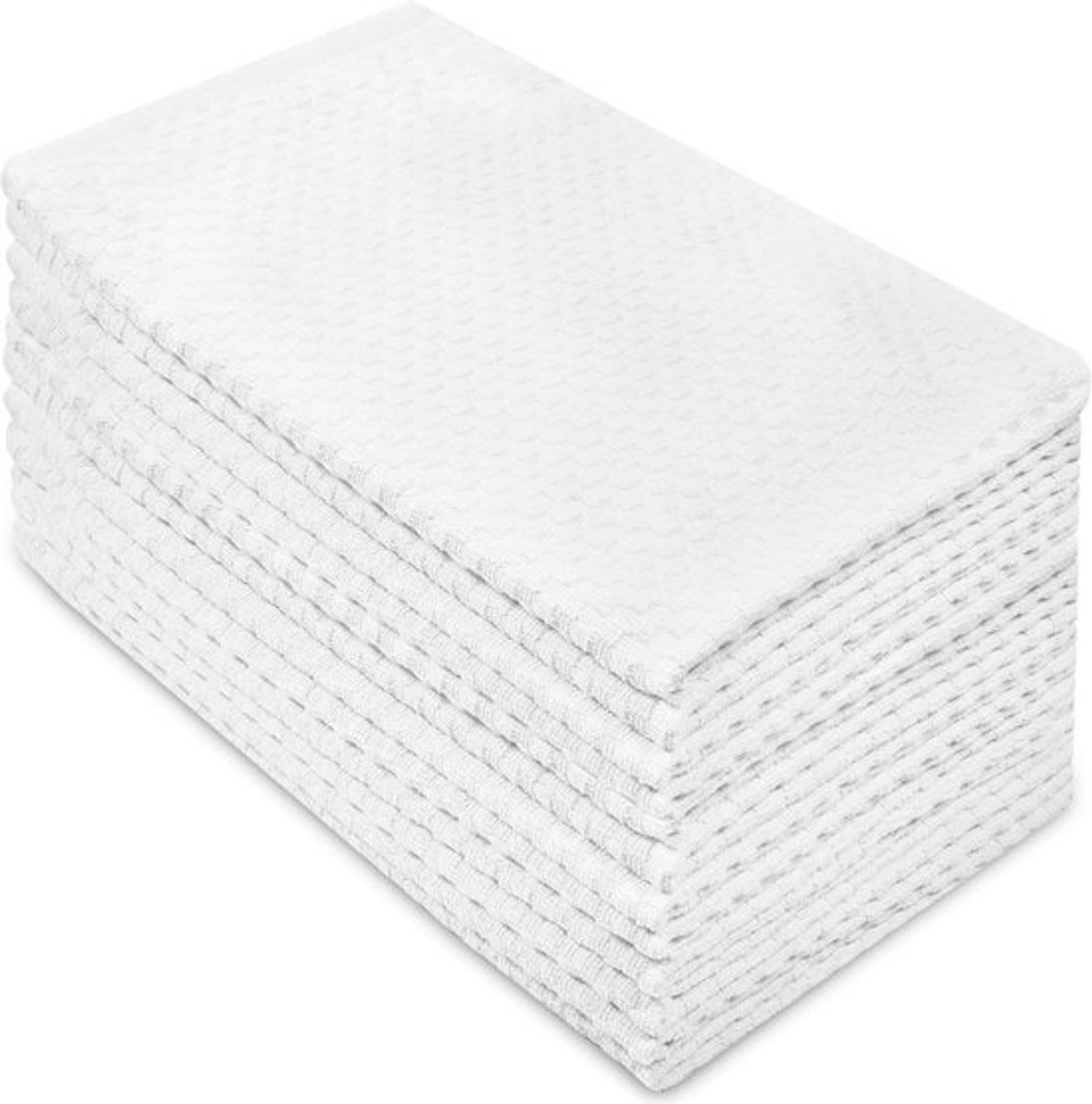 12 Pack Euro Cafe Wafel Geweven Badstof Keukenhanddoeken - 16x28 Inch - Wit - Zeer Absorberend