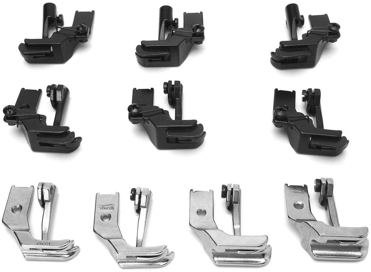 Naaimachine Accessoires Set - Drukknoppen Voetjes - Kleding Maken - Met Rand Gids - 10 Stuks - Zilver