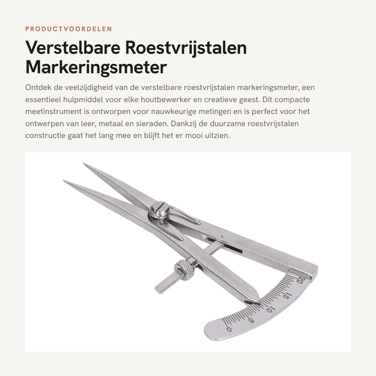 Dailygoods- Markeringsmeter Verstelbaar - Roterende Liniaal - Houtbewerking - Metalen Meetapparaat - Geschikt voor Leerverwerking - Roestvrij Staal - Meetinstrument