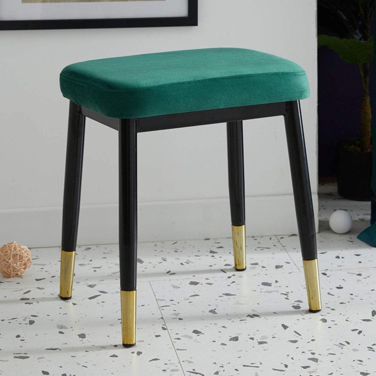 Make-up kruk - Voetenbank poef - Ontspannen thuis - Stapelbaar ontwerp - 45x40x30cm - Groen