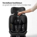 Siège auto noir avec appui-tête réglable pour les enfants en pleine croissance.