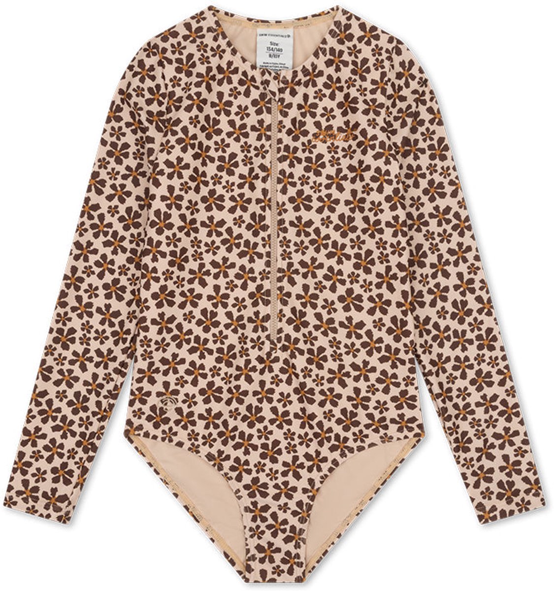 Swim Essentials Uv Badpak Meisjes met Lange Mouwen – Oranje – Wilde Bloem – 122/128