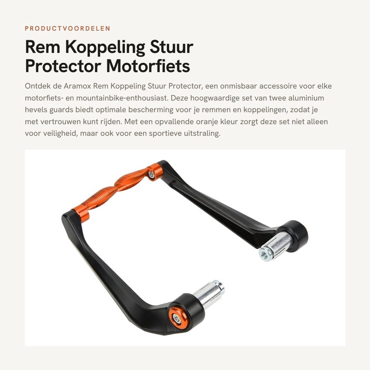 Dailygoods - Rem Koppeling Stuur Protector - Motorfiets Accessoires - Aluminium Hevels Guard Set - Oranje - Veiligheid en Bescherming - Geschikt voor...