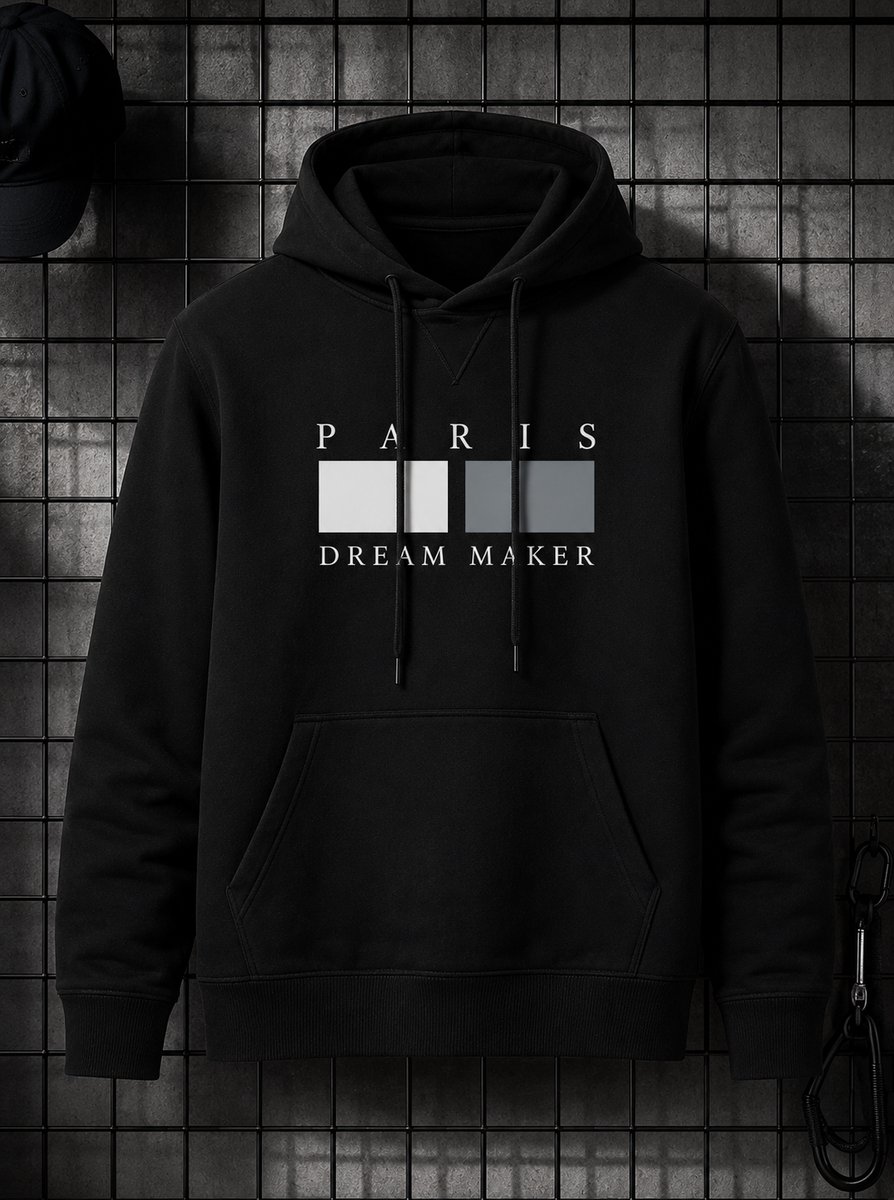 Hoodie heren – sportkleding heren – trainingspak heren look – 70% katoen – PARIS design – moderne streetwear hoodie - M