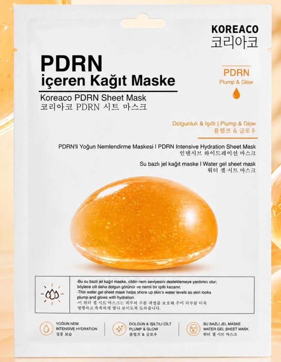 Koreaco PDRN Sheet Mask – Hydraterend Gezichtsmasker met PDRN, Collageen, Niacinamide & Hyaluronzuur – Plump & Glow – 1 Stuk