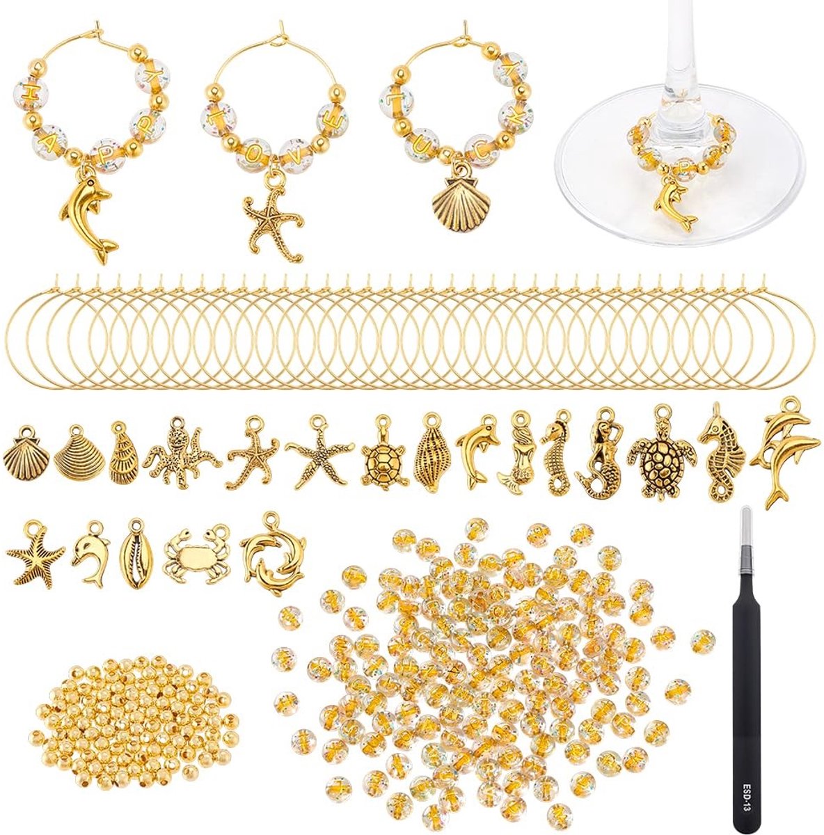 Dailygoods - 60 Sets Wijnglas Bedels voor Drank Identificatie