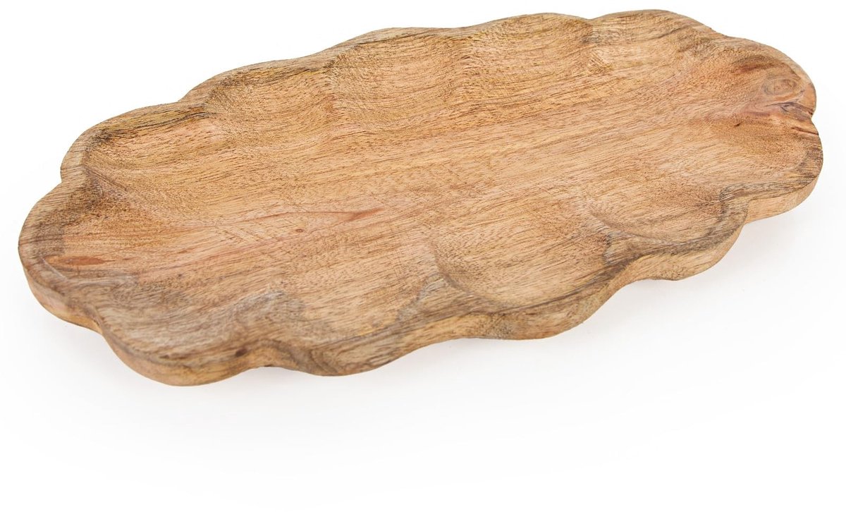 Dailygoods- Houten Schaal Schelpvorm - Decoratieve Opbergruimte - Sleutel/Sieradenhouder - Natuurlijke Houtstructuur - Afmetingen 28 x 14,5 x 2,5 cm - Stijlvolle Blikvanger