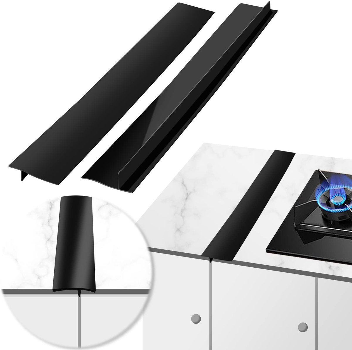 Dailygoods- Fornuisafdekking 76 cm - Siliconen - Antislip - Eenvoudig te installeren - Vaatwasserbestendig - Hoogwaardige kwaliteit - Gap Cover
