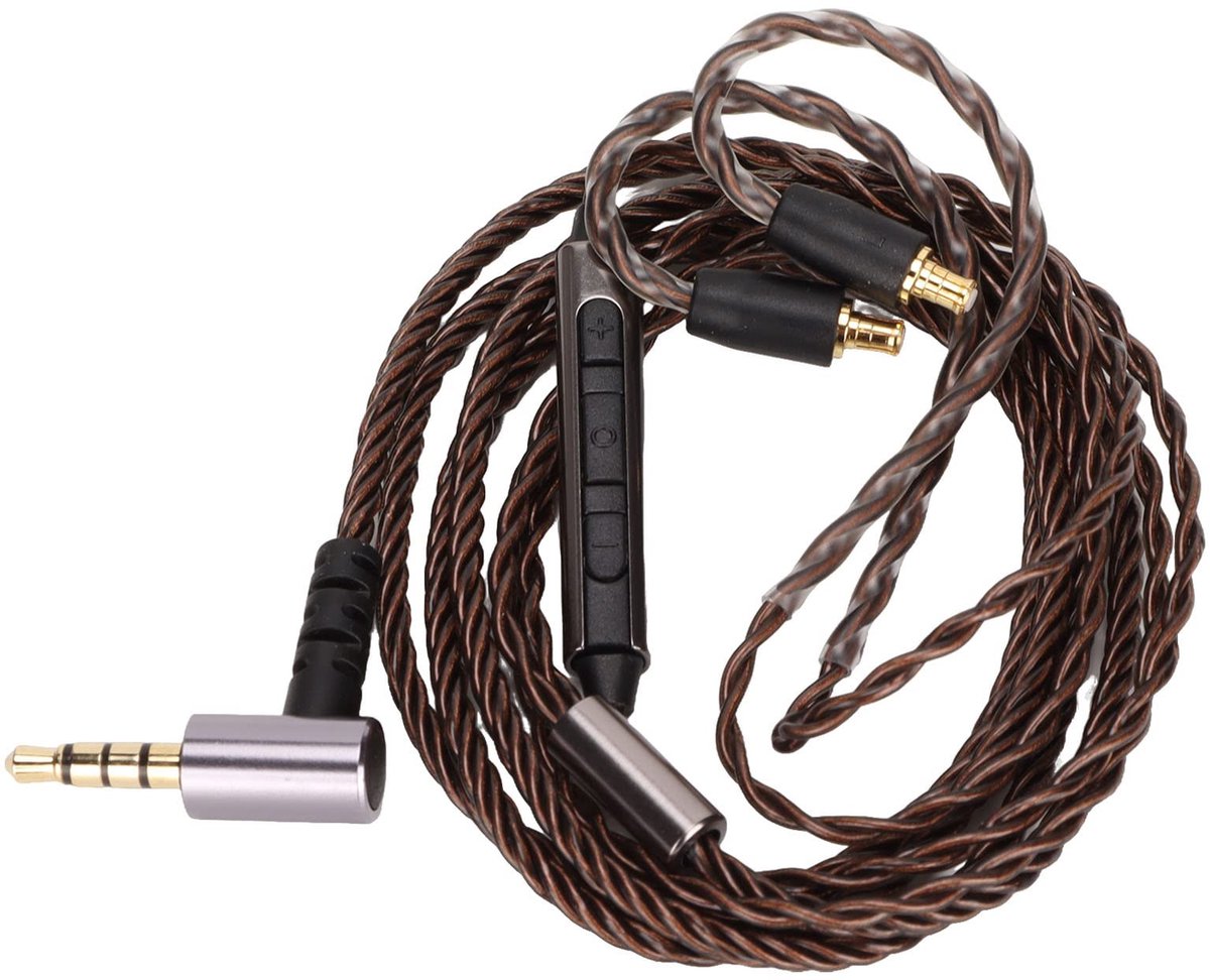 Dailygoods- Upgradekabel Vervangend Snoer met Microfoondraadbediening - A2DC-connector - 3,5 mm Stekker - Verzilverde Koperen Kern - Natuurlijk Geluid - Hoofdtelefoonkabel