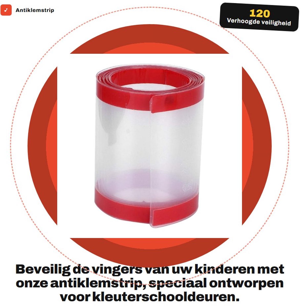 Dailygoods- Antiklemstrip 120x10cm - Deurknelbeveiliging - Veiligheidsdeurscharnier - Voorkomt vingers - Polypropyleen - Transparant - Deurklembeveiliging