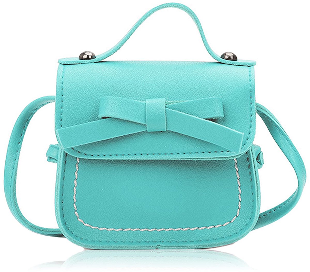 Dailygoods- Messenger Tas - Crossbody Tas met Strik - Kindertas - Verstelbare Schouderriem - Lichtblauw - Geschikt voor Feest en Winkelen