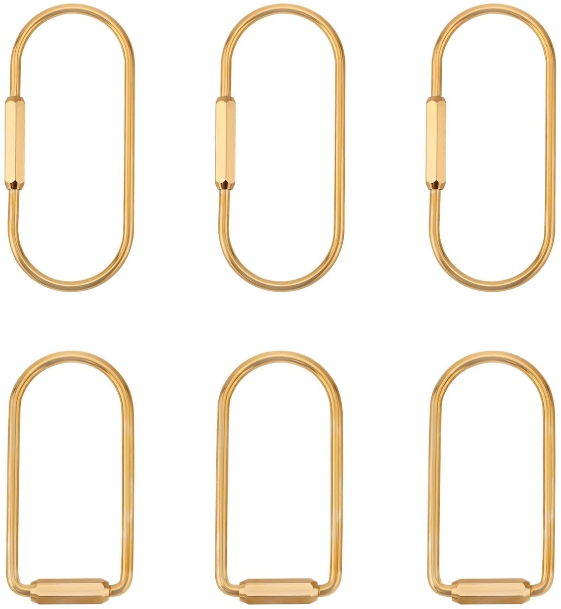 Dailygoods - 6 Messing Schroefslot Sleutelhangers - Universele Karabijnhaak voor Autosleutels