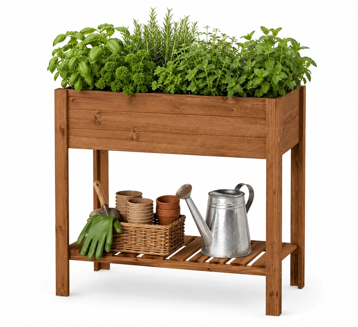 ITRONIQ Kweekbak op Poten - Houten Moestuinbak - Plantenbak voor Buiten - Kweektafel Voor Tuin en Terras- 80x40x75 cm - Bruin