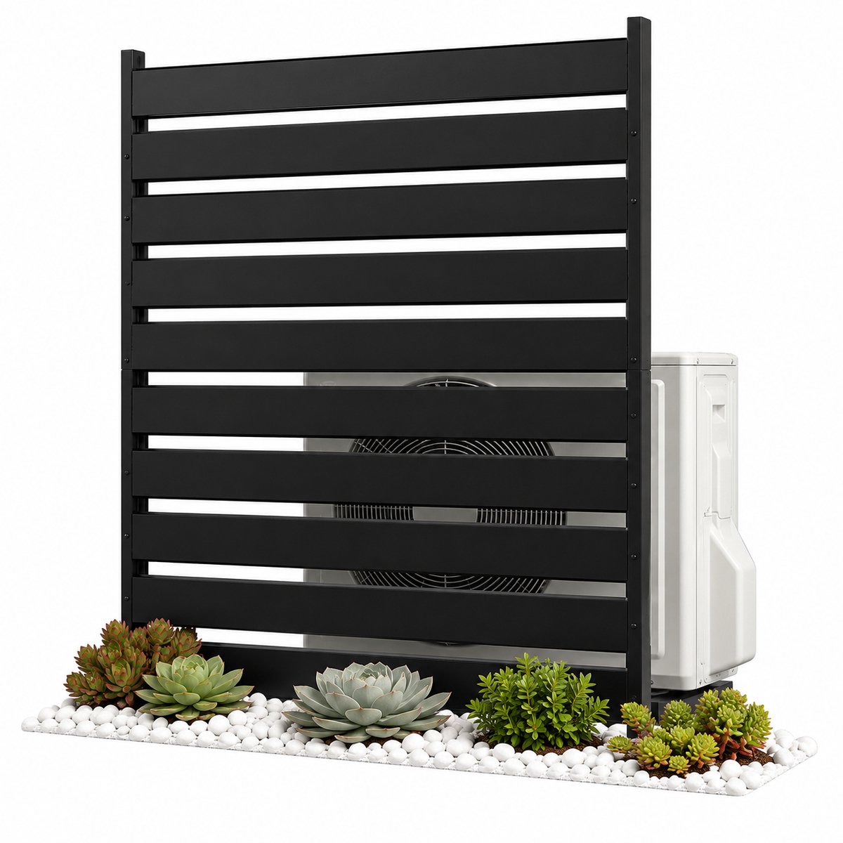 ITRONIQ Privacy Scherm Tuin Metaal – Airco Ombouw en Container Ombouw Buiten – Decoratief Tuinscherm - Tuinpaneel - Zwart