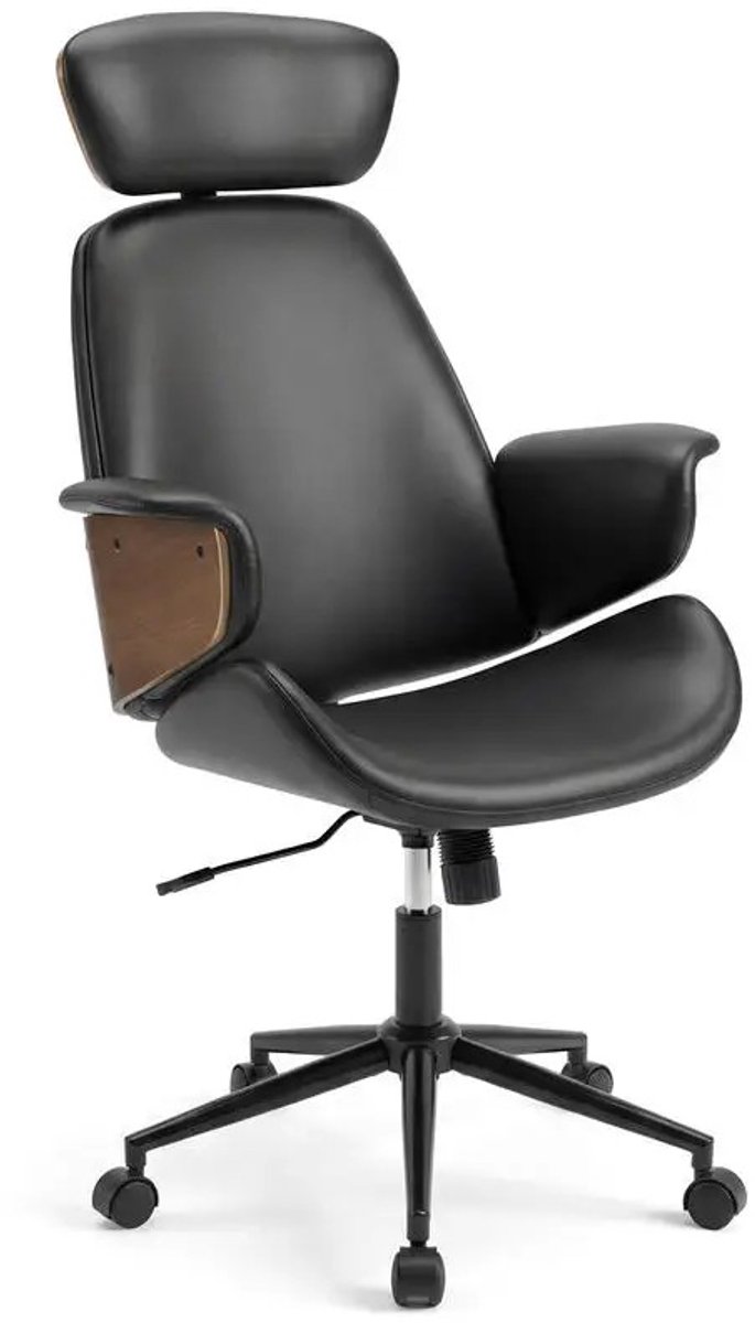 Dailygoods Ergonomische bureaustoel met hoofdsteun, in hoogte verstelbaar voor thuiskantoor en studie - Zwart - AliExpre