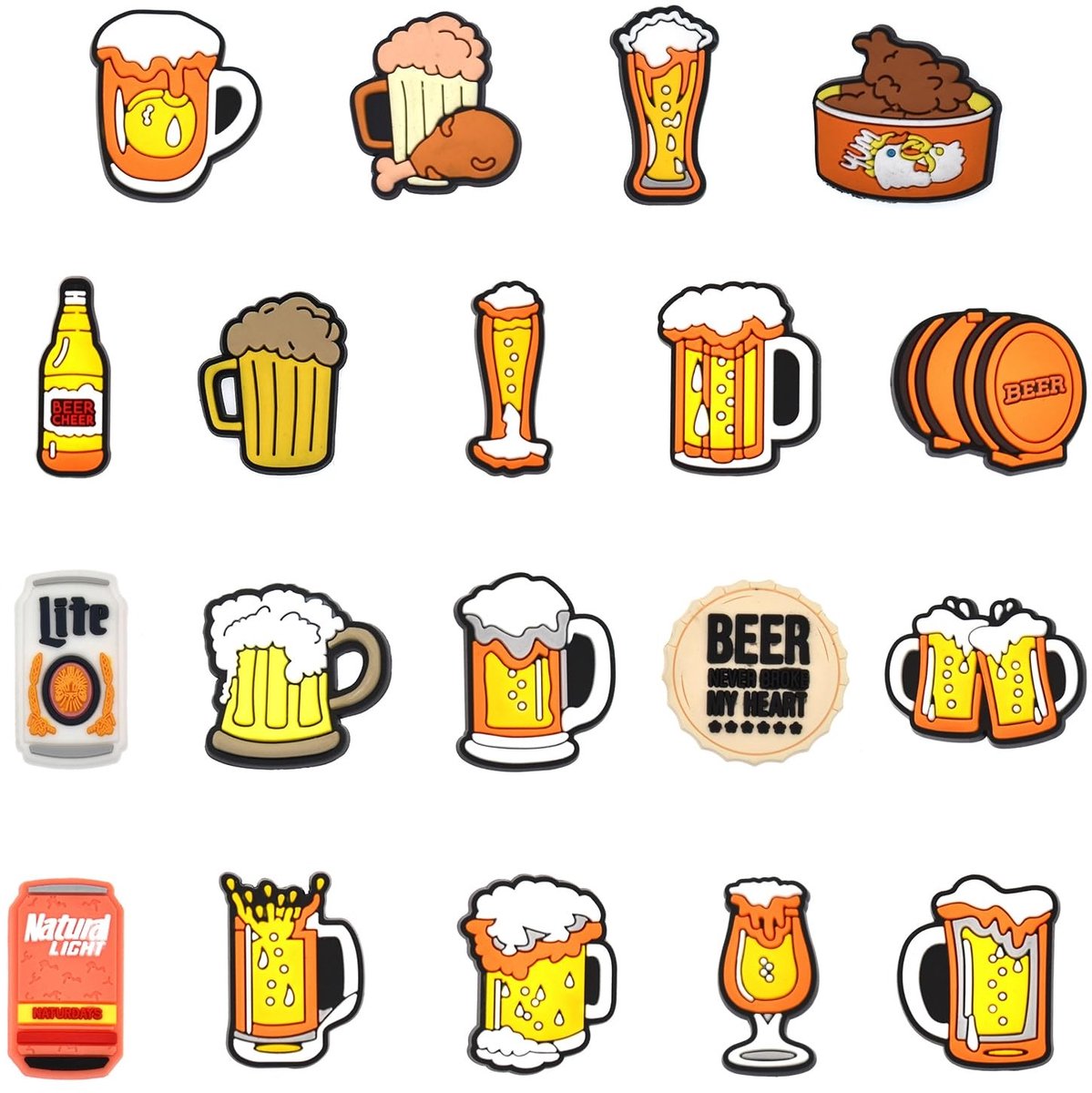 Dailygoods- Schoenen Decoratie 19 Stuks - Bierschoenen/Sandalen Decoratie - DIY Decoratie - Veelkleurig - Waterdicht - Duurzaam PVC - Schoenaccessoires