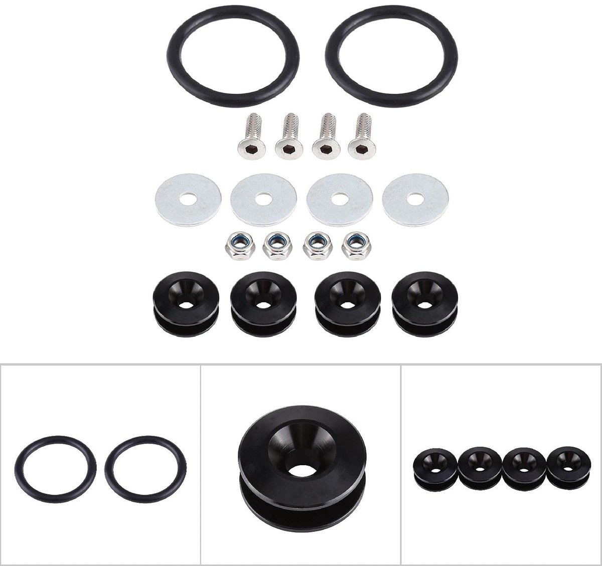Dailygoods- Sluitring Aluminiumlegering - Bevestigingen - O-ringen - Schroeven - Moeren - Eenvoudige installatie - Set van 4 stuks - Bevestigingsring