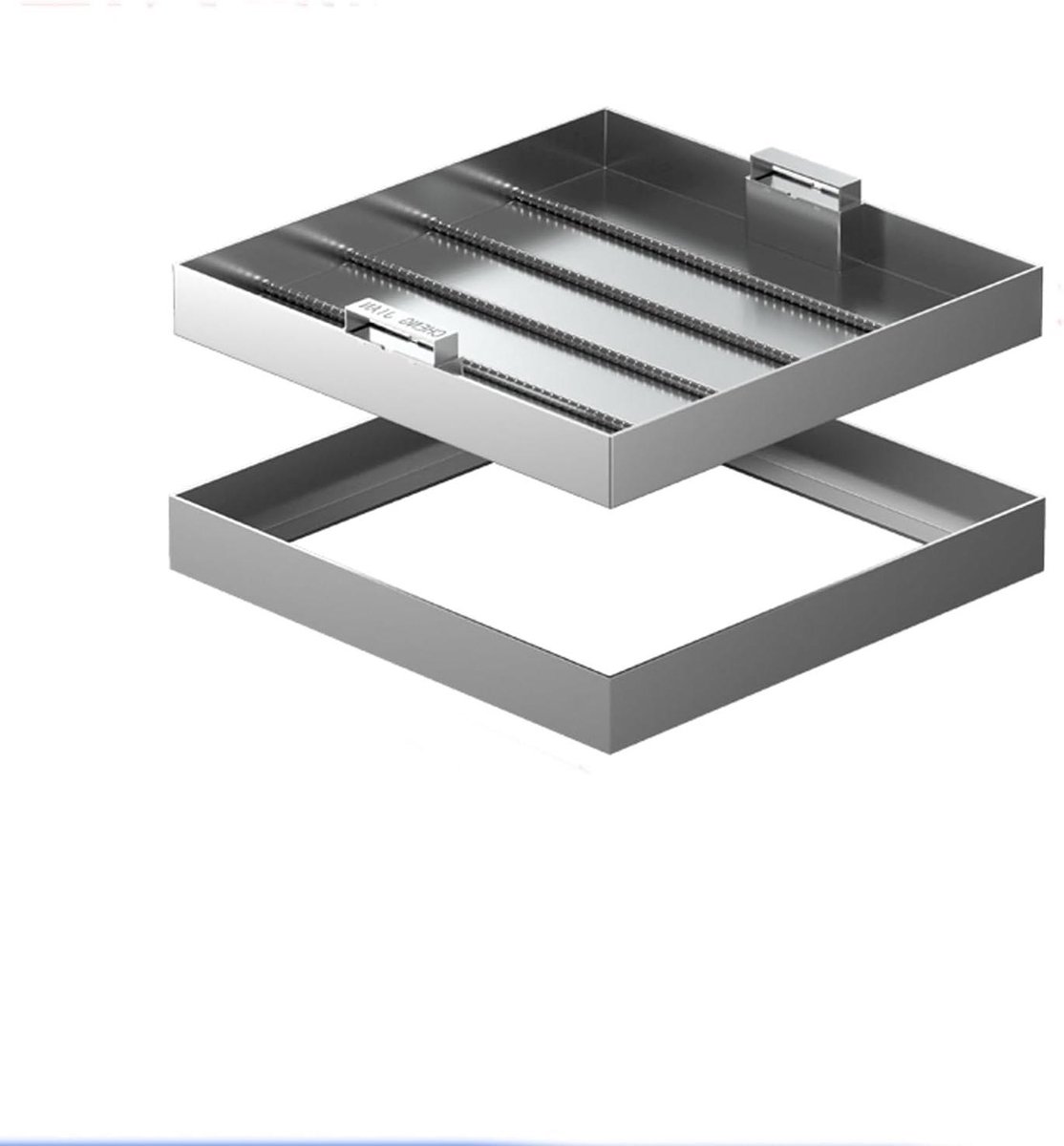 RVS Riooldeksel - Afvoerputdeksel Vloerluik - Waterafvoer Afdekken - Verborgen Handgrepen - 27.5 x 27.5 cm - Zilver