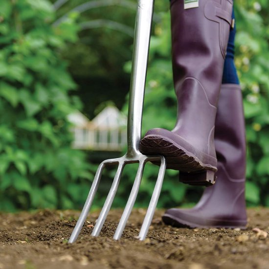Florixa® Woelvork - Tuinwoeler - Spitvork - Groen - Houtkleur - Zilver - 104cm x 14cm x 8 cm — afbeelding 4