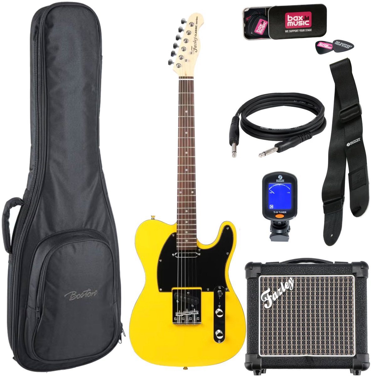 Elektrische gitaar starterset Fazley Classic Series FTL218 Yellow