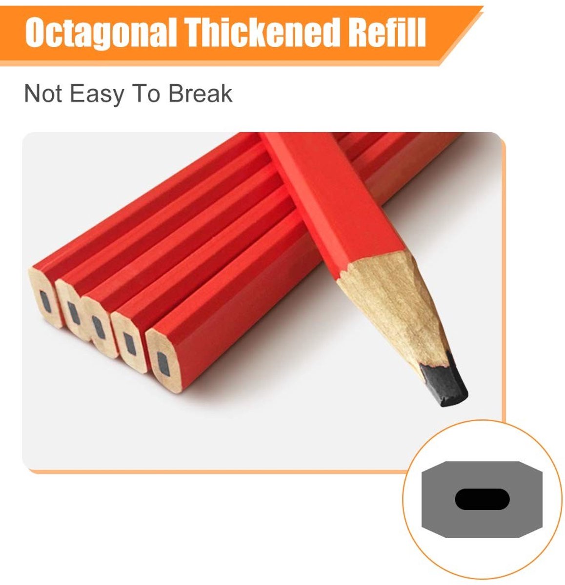 Dailygoods- Timmermanspotlood 72 Stuks - Hard Lood - Achthoekig - Houtbewerking Gereedschap - Stabiele Vorm - Hygiënisch Ontwerp - Markeerpotlood