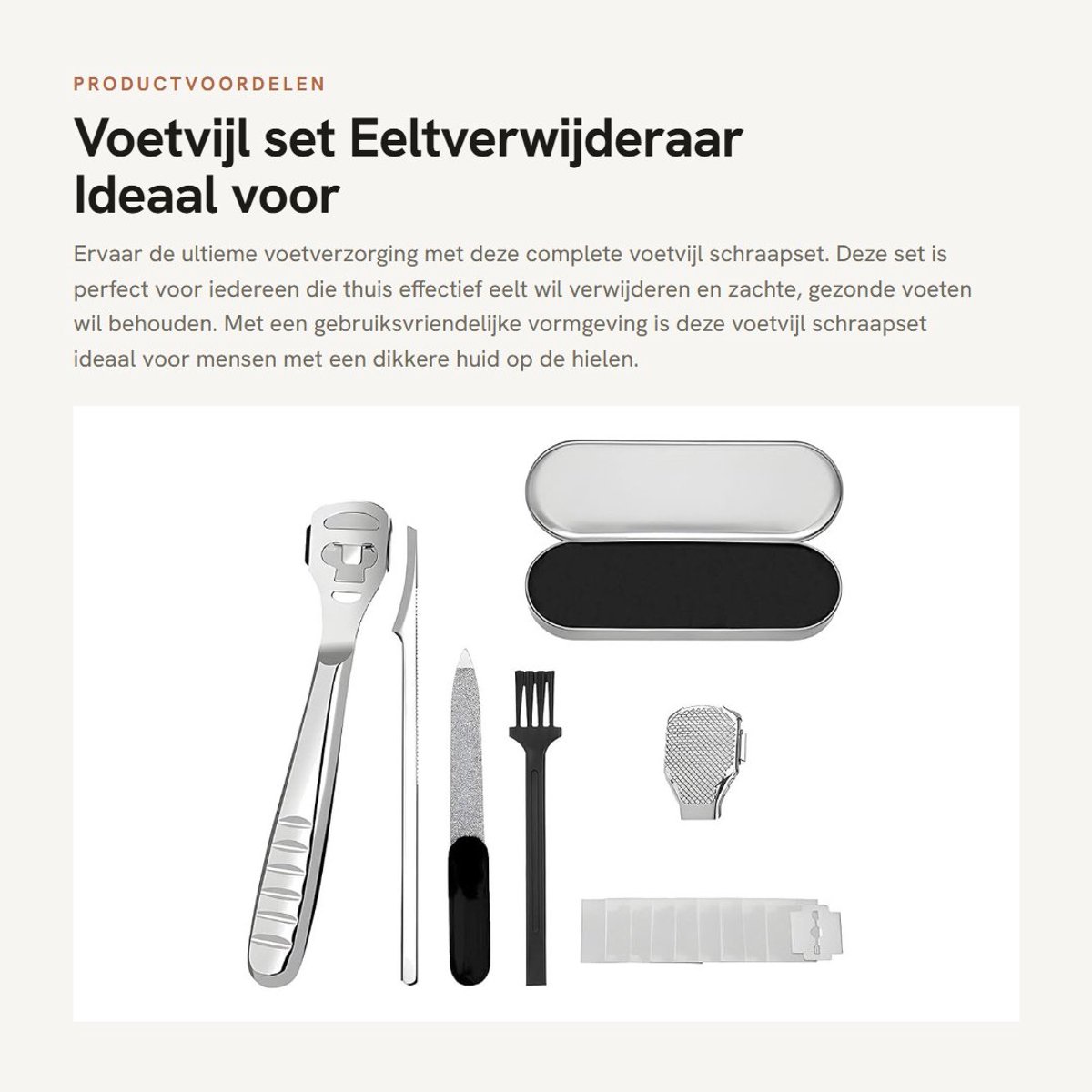 Dailygoods- Schaafvoetset 16 Stuks - Eeltscheerapparaat - Harde Huidverwijderaar - Vijl/Snijkop - Opbergdoos - Roestvrij Staal - Voetverzorgingsset