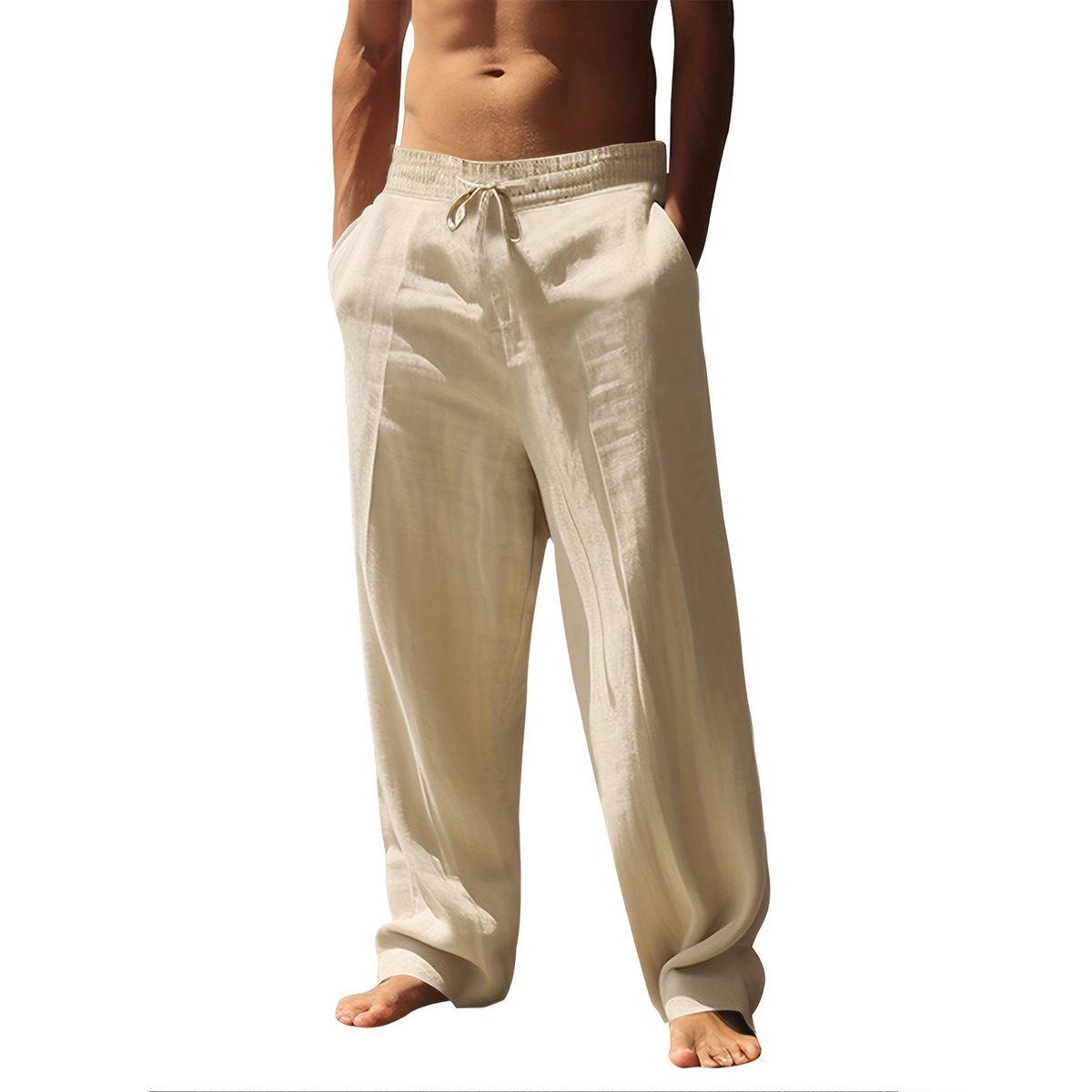 Currero Linnen Broek Heren - Zomerbroek - Volwassenen - Lange Broek - Pantalon - Strandbroek - Zomer - Ibiza Stijl - Khaki XL