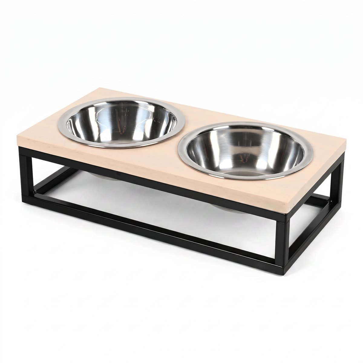 Dubbele Hondenvoerbak Metaal – 2 Uitneembare RVS Bakken – Voer- & Drinkbak voor Honden en Katten – 29x15x8 cm