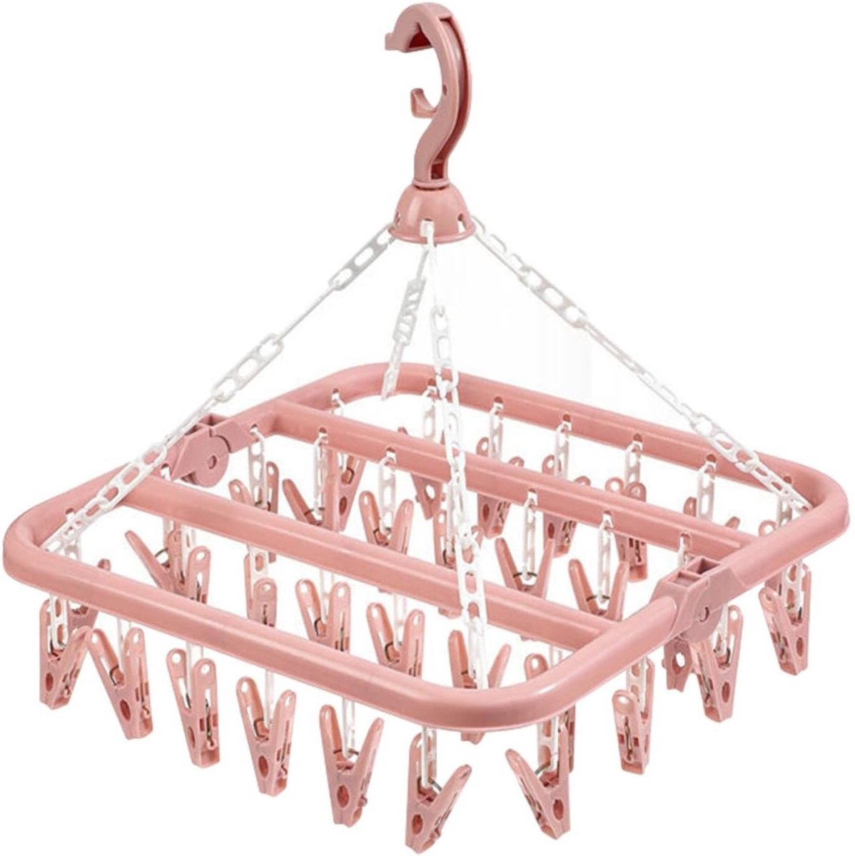 Droogrek voor Sokken en Kleine Kleding met 32 Clips, Opvouwbaar en Draaiend, Voor Binnen en Buiten Gebruik