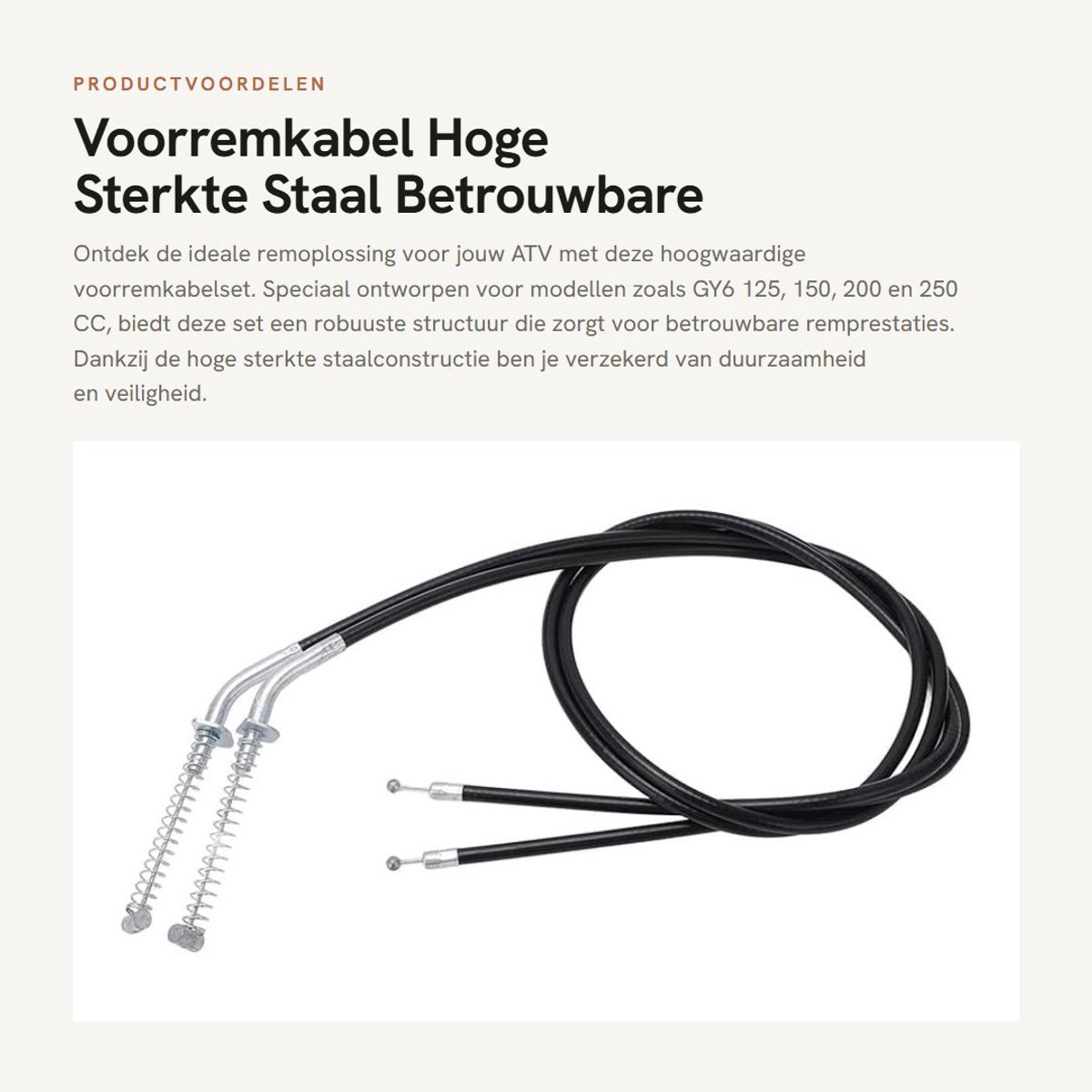 Dailygoods- Voorremkabel Hoge Sterkte - Remkabelset - Remkabels - Betrouwbare Remoplossing - Roestvrij Staal - Verbeterde Remprestaties - Remkabel