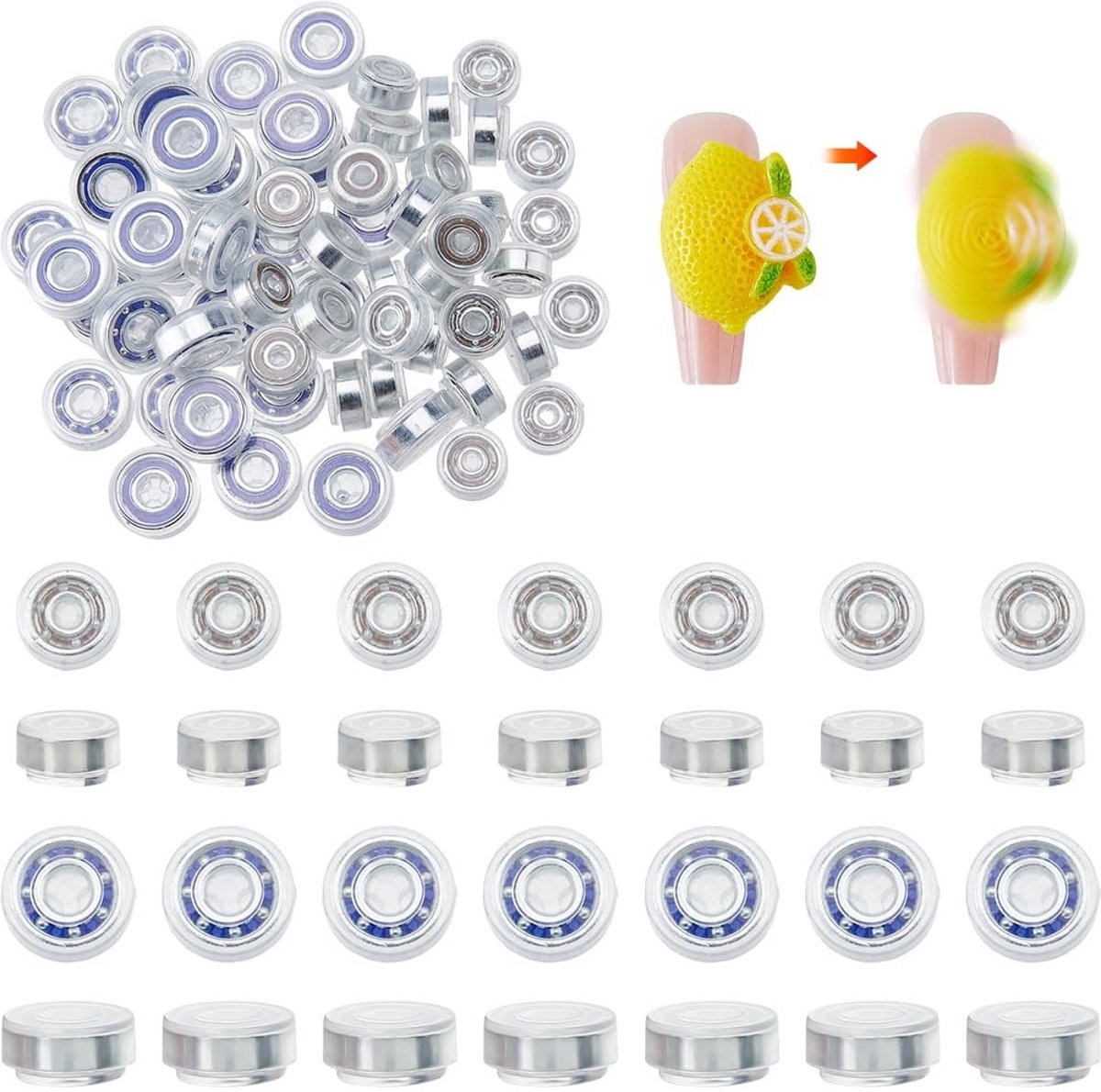 Dailygoods - 60Pcs Spinning Nail Charms - Creatieve 3D Nail Art voor DIY Sieraden