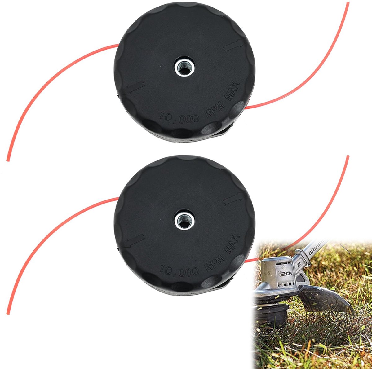 Messenset voor grasmaaiers - Universeel mes voor benzine-bosmaaiers - Compatibel met elektrische bosmaaiers - Tweedelige set - 5,5 x 10,4 cm - Geschikt voor benzine-bosmaaiers - Montage zonder demontage - Zwart
