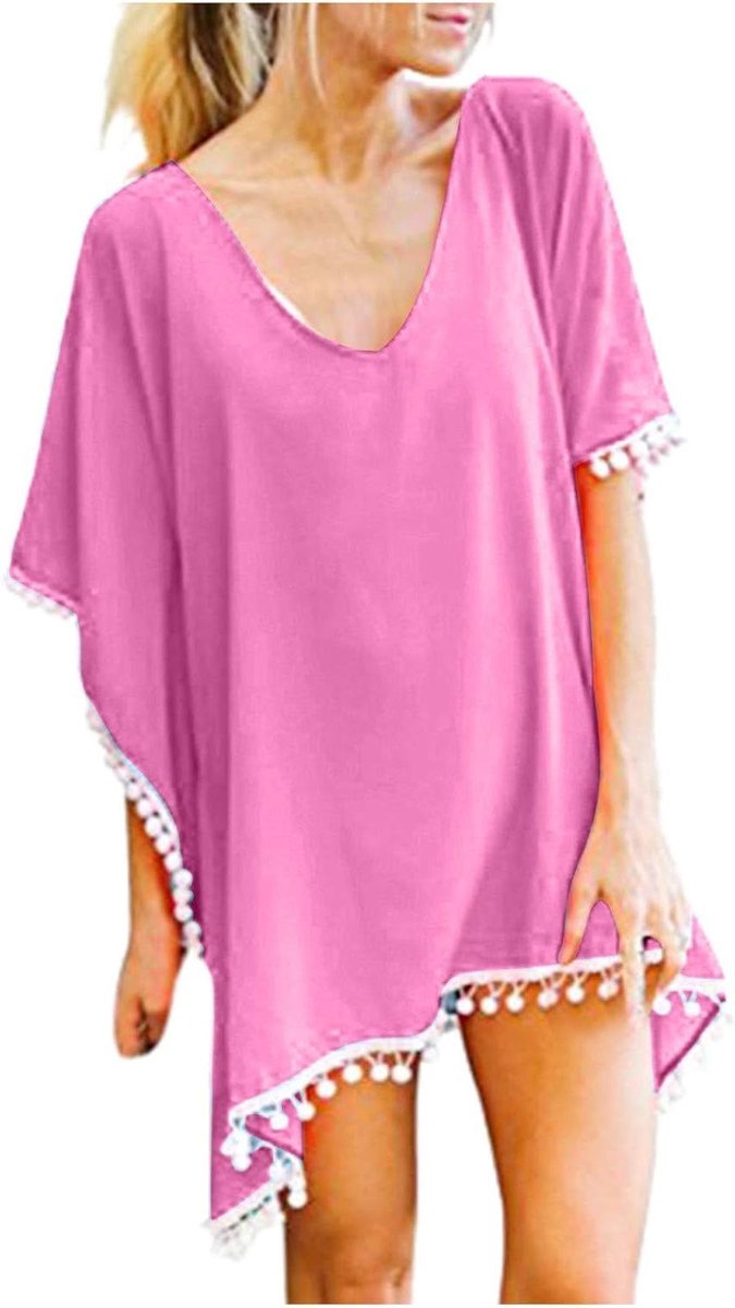 Strand Poncho Dames - Strandjurk Bikini Cover Up - Zomerse Bescherming - Met Tassels - One