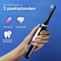 Zwarte Oral-B iO elektrische tandenborstel met 3 poetsstanden: Gevoelig, Whitening en Dagelijkse Reiniging.