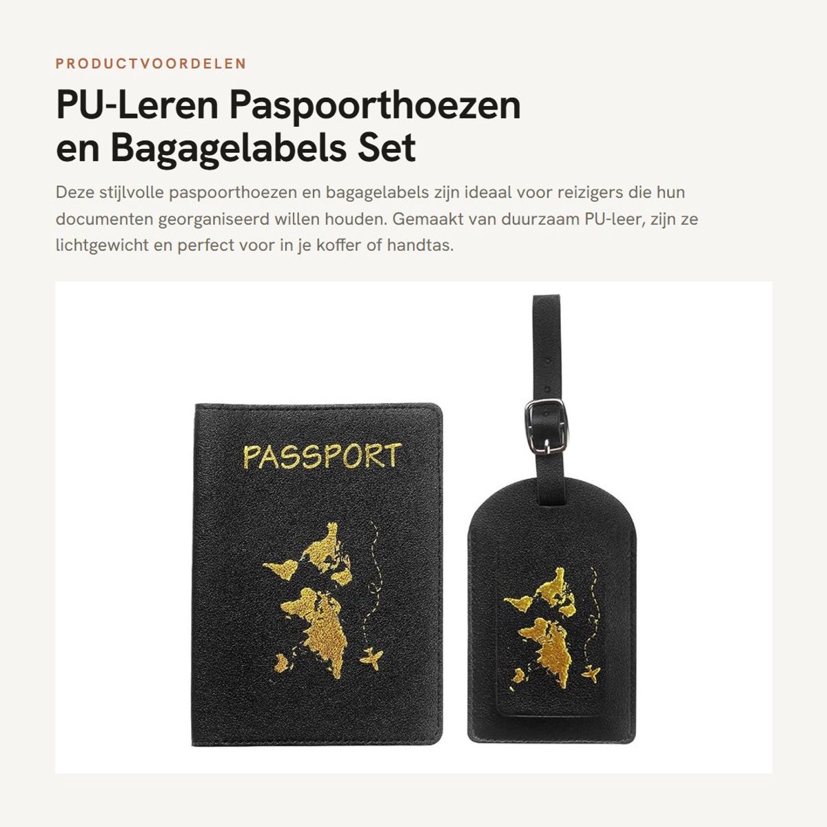 Dailygoods- Paspoorthoes Lichtgewicht - Paspoorthouder - Bagagelabel - PU-leer - Zwart - 14,3 x 11 cm - Reisdocumenthouder